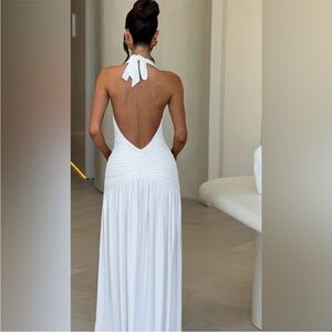 Chic Backless White Halter Dress